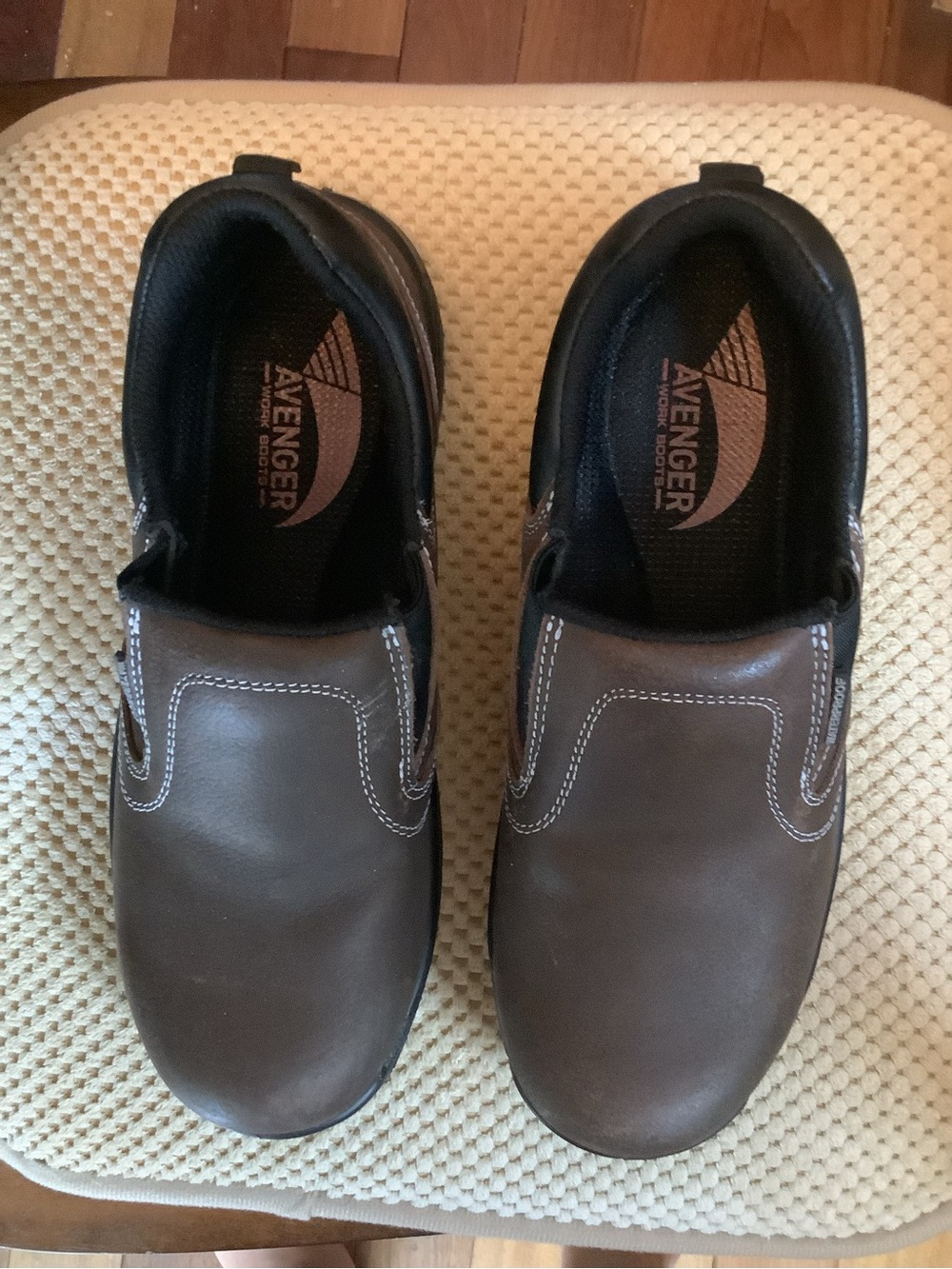 Avenger Men’s Dark Brown Slip-On Work  Steel Toe Loafers